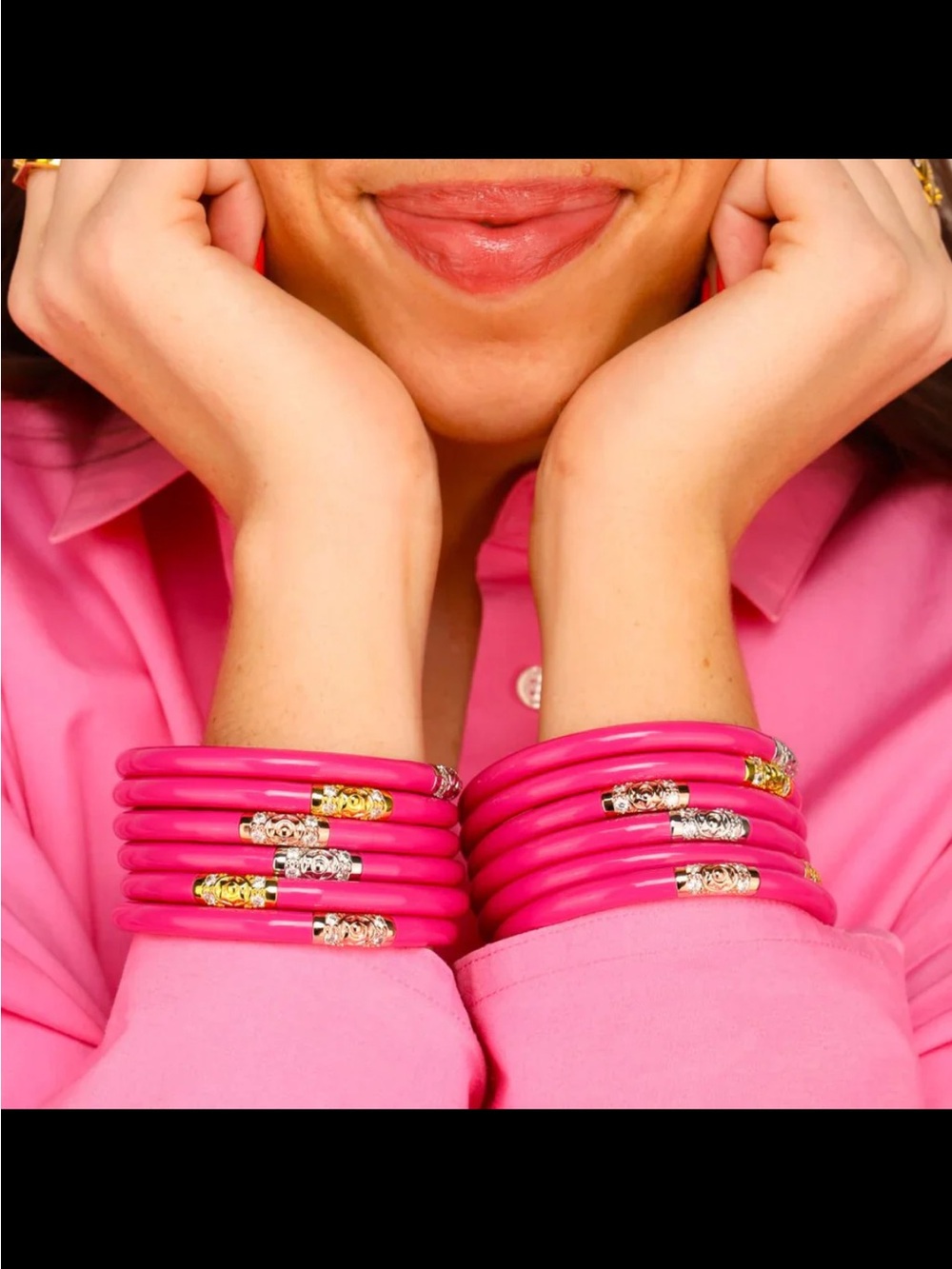 BuDhaGirl Three Kings All Weather Bangles Epic Pink Large NWT Set of 3